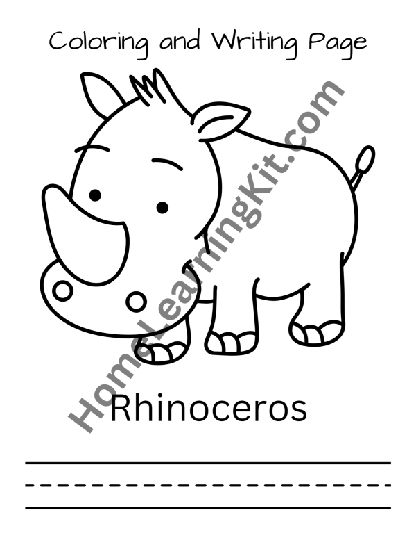 Letter of the Week R rhinoceros coloring page