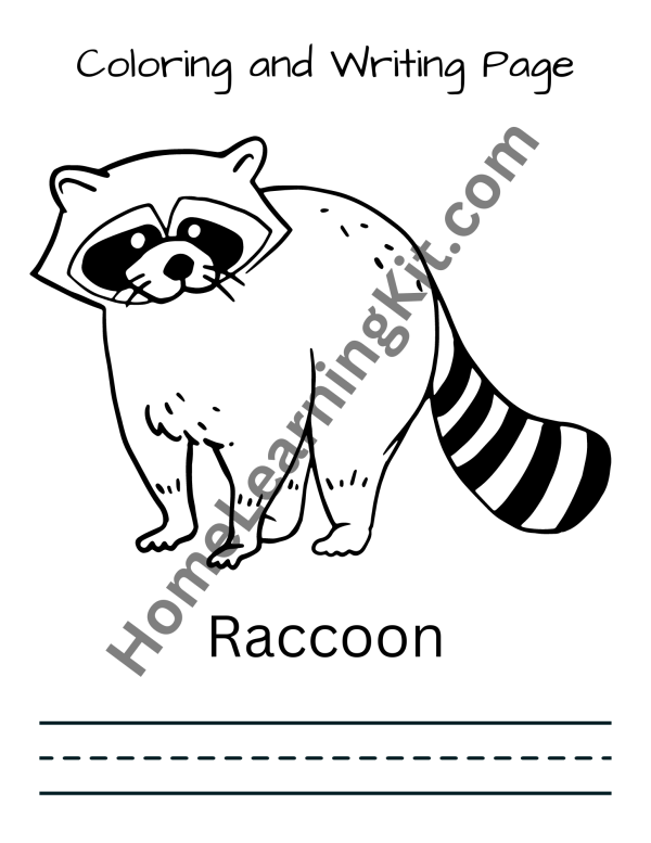 Letter of the Week R raccoon coloring page